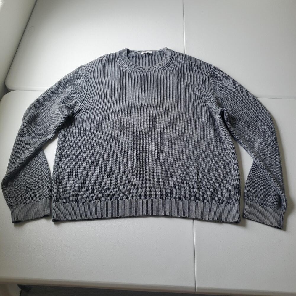 Madewell Sweater mens XXL Gray 100% Cotton Crew Neck Ribbed Knit Pullover